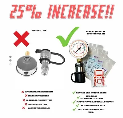 Buy *KUBOTA Pressure BOOST Kit Hydraulic Shims 25% FLAT FACE BX 23 25,B 2017 And UP* • 87.49$