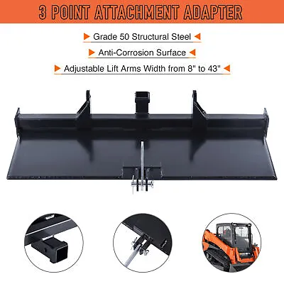 Buy 3-Point Attachment Adapter W/ Hitch For Kubota Bobcat Skidsteer Tractor Loader • 187.99$
