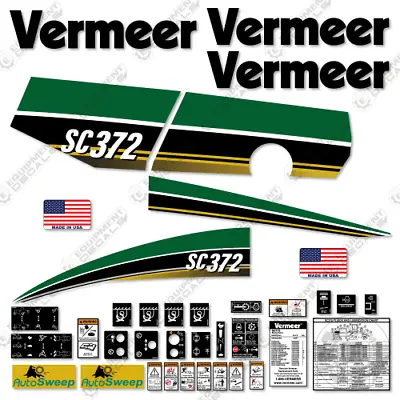 Buy Fits Vermeer SC372 Stump Grinder Decal Kit (Curved) - 7 YEAR OUTDOOR 3M VINYL! • 199.95$