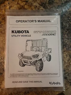 Buy Kubota RTV Operator's Manual Model RTV-XG850 Sidekick • 35$