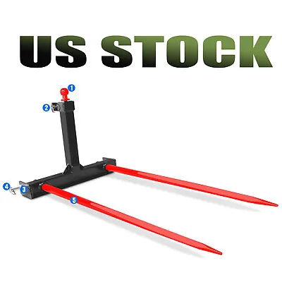 Buy 3 Point Hay Bale Spear Stacker Attachment Cat 1 Tractor Gooseneck Trailer Hitch • 279.89$