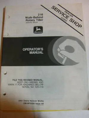 Buy John Deere Operator Manual 216 Walkbehind Rotary Tiller • 9.34$