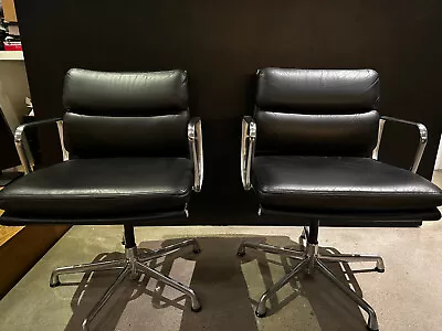 Buy 2 Herman Miller Eames Soft Pad Chairs- PRICE IS FOR BOTH!  Black Leather • 2,200$