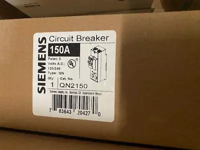 Buy Qn2150 Siemens 2 Pole 150 Amp 240v Circuit Breaker (new) • 213.90$