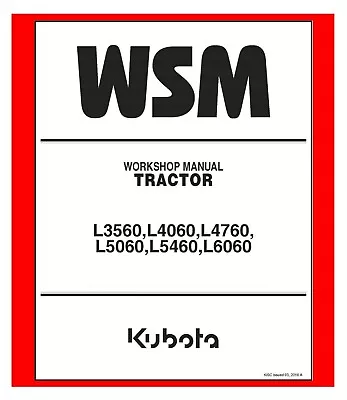Buy Tractor Workshop Technical Repair Man Kubota L3560 L4060 L4760 L5060 L5460 L6060 • 8.23$