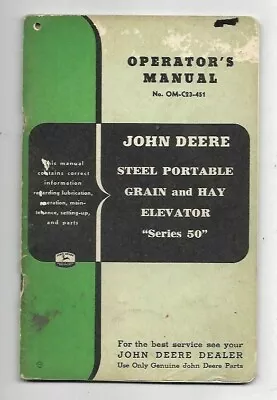 Buy John Deere Steel Portable Grain And Hay Elevator  Series 50  Operator's Manual  • 7$