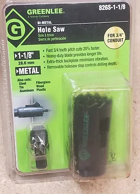 Buy Greenlee No. 826S-1-1/8  Bi-metal Hole Saw With A No. 826S Hole Saw Stop  • 17.95$