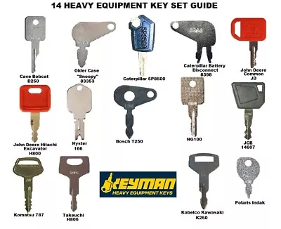 Buy 14 Heavy Construction Equipment Ignition Key Set Case Cat JD JCB Komatsu JCB +++ • 12.79$