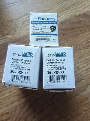 Buy (3) 1-1/2 Pole Contactor, 40 Amp,  24V Coil JARD 17415 / PACKARD  • 30$