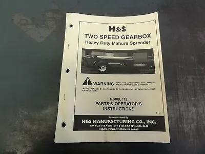 Buy H&S 175 Two Speed Gearbox Heavy Duty Manure Spreader Parts & Operators Manual • 10$