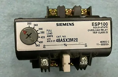 Buy Siemens ESP100 Overload Relay 200-540amps 48ASX3M20 • 75$
