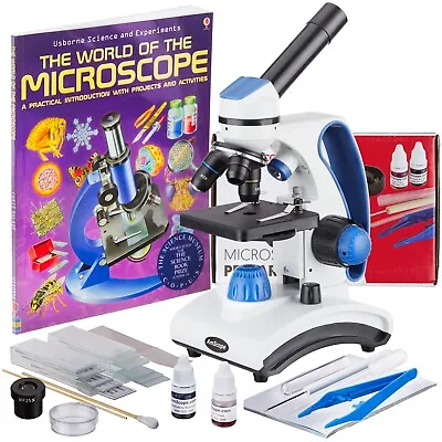 Buy AmScope 40X-1000X Dual Light Glass Lens Student Microscope W Slides, Tools, Book • 147.99$