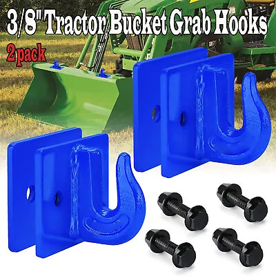 Buy 2 Pack 3/8  Tractor Bucket Grab Hook Grade 70 RV UTV Truck Bolt On Grab Blue • 28.99$