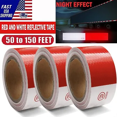 Buy Reflective Trailer Tape Red White Truck Warning Tape Conspicuity Sign Safety Car • 14.95$