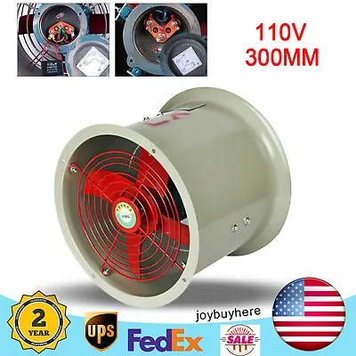 Buy 12  Pipe Spray Booth Paint Fumes Exhaust Fan Axial Fan Cylinder Air Blower • 95.95$