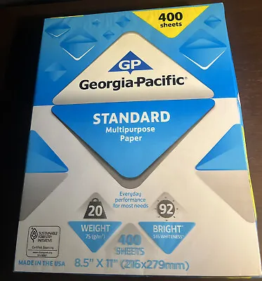 Buy GEORGIA-PACIFIC COPY PRINTING PAPER LETTER 8.5 X 11 BRIGHT WHITE 400 Sheets • 8.95$