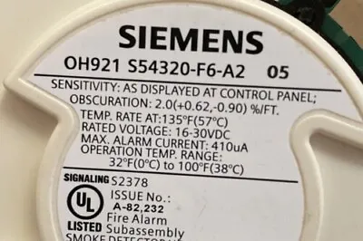 Buy Oh921 Siemens Multi-criteria Smoke And Heat Decector With Db-11 Base • 105.99$
