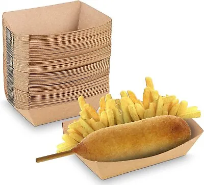 Buy MT Products 2 Lb Brown Paper Food Trays / Small Paper Boats - Pack Of 100 • 18.99$