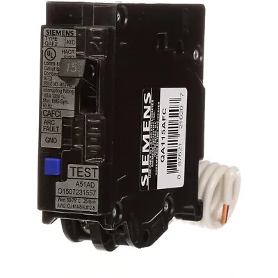 Buy SIEMENS QA115AFC 15-Amp Single Pole 120-volt Plug-On AFCI Breaker, 100-Pack • 3,499.99$