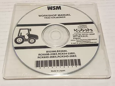 Buy Kubota Service Workshop Manual CD Disc - Tractor Mower BX2380 BX2680 NOS • 30$