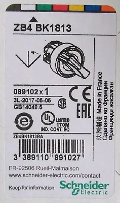 Buy SCHNEIDER ELECTRIC ZB4 BK1813 Clear Illum Selector Switch Operator 3 Position • 20$