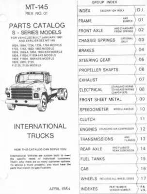 Buy 1989 International S Series 1924 F1924 6x6 Truck Parts Catalog Manual MT-145 • 279.30$