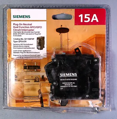 Buy Siemens Q115DFNP 15A 120V Dual Function AFCI & GFCI Circuit Breaker - Open Box • 24.99$