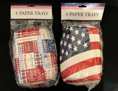 Buy 12-LARGE Patriotic Printed Paper Food Holders/Boat *GREAT FOR PARTIES* LABOR DAY • 10.49$