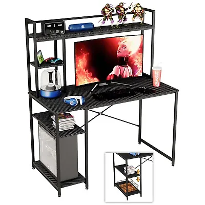 Buy 47  Computer Desk W/ Shelves For Gaming Home Office Writing Table W/ CPU Tower • 259.99$