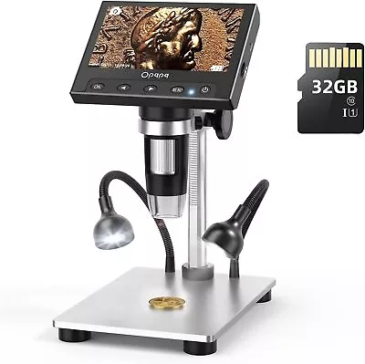 Buy 4.3 In LCD Digital Microscope Camera Coin Microscope 1000X Metal Stand 12MP 32GB • 79$