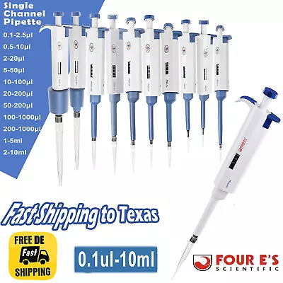 Buy 20μl - 10ml Single Channel Pipette Mechanical Adjustable Micropipette Pipettor • 23.50$