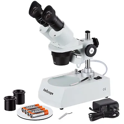 Buy AmScope SE305R-PX-LED 5X-10X-15X-30X Portable LED Two Lights Stereo Microscope • 195.99$