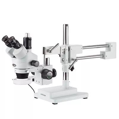 Buy AmScope 7X-45X Inspection Trinocular Zoom Stereo Boom Microscope 56-LED Light • 494.99$