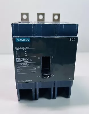 Buy NEW Siemens BQD360 Bolt-On Circuit Breaker 60A 480V 3 Pole 3 Phase BQD 60 AMP • 134.95$
