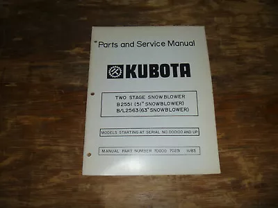 Buy Kubota B2551 Two Stage Snowblower Parts Catalog Shop Service Repair Manual • 96.77$
