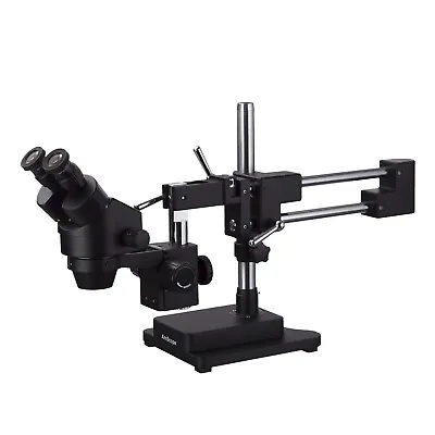 Buy AmScope 7X-45X Binocular Stereo Zoom Microscope With Double Arm Boom Stand • 464.99$