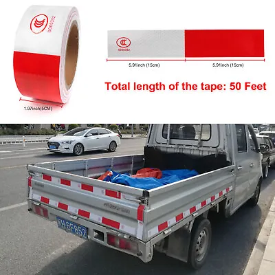 Buy Car Truck Red White Reflective Trailer Safety Tape Conspicuity Tape Warning Sign • 5.95$