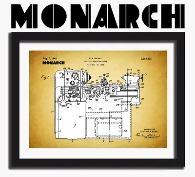 Buy Monarch 10EE Precision Toolmaker's Lathe Patent Print Art Paper • 14.95$