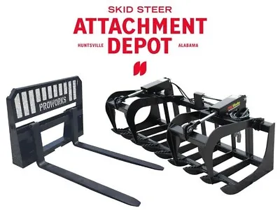 Buy 72  Root Grapple Bucket And 48  Long Pallet Forks Attachment Combo Quick Attach • 2,081.24$
