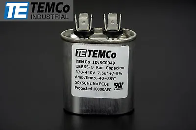 Buy TEMCo 7.5 Uf/MFD 370-440 VAC Volts Oval Run Capacitor 50/60 Hz -Lot-1 • 13.45$
