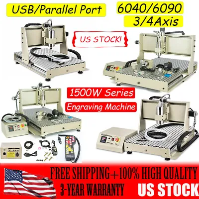Buy USB Engraving Machine CNC 6090 Router 4 Axis Engraver Milling 2.2kW + Controller • 1,059$