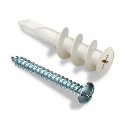 Buy 40 Premium Nylon Plastic Self Drilling Drywall Anchors With Screws | Up To 75 Lb • 9.95$