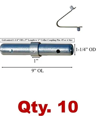 Buy (10 Pack) Scaffolding Coupling Pin 1-1/4 OD X 9 L W/ 1  Collar & Spring Rivet   • 65$