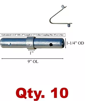 Buy (10 Pack) Scaffolding Coupling Pin 1-1/4 OD X 9 L W/ 1  Collar & Spring Rivet   • 70$