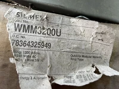 Buy Siemens WMM3200U 3 Position 200 Amp 1 Phase Stack Meter Socket 120-240 VAC • 4,500$