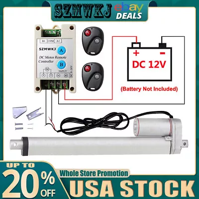 Buy 1500N Linear Actuator 2 -18  Electric Motor + Remote Controller 12V DC Auto Lift • 9.99$