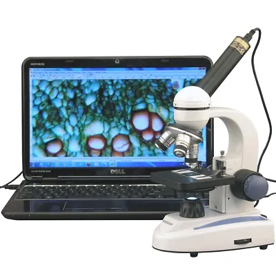 Buy AmScope 40X-1000X Biology Metal Glass Student Microscope With 2MP Digital Camera • 174.99$