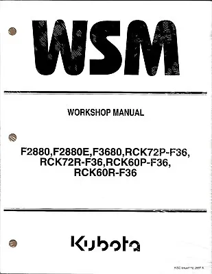 Buy Kubota F2880(E) F3680 Mower Workshop Manual 97897-11903 • 167.33$