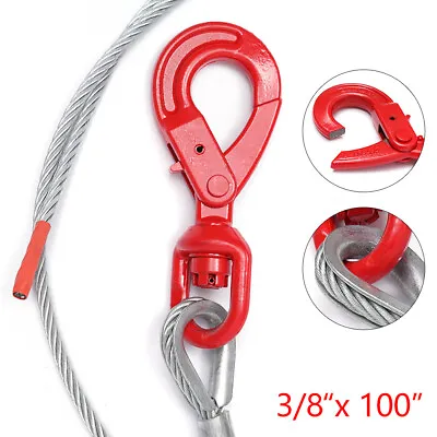 Buy Winch Cable 3/8 X100  Steel Core Rope Self Locking Swivel Hook Tow Truck Wrecker • 49.68$
