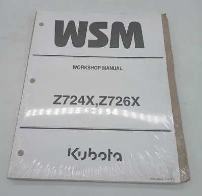 Buy Kubota Z724X Z726X Zero Turn Mower Workshop Service Manual OEM NEW • 99.99$
